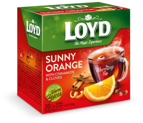 Green tea drink LOYD Warming, orange cinnamon and clove flavor, 20 x 2g