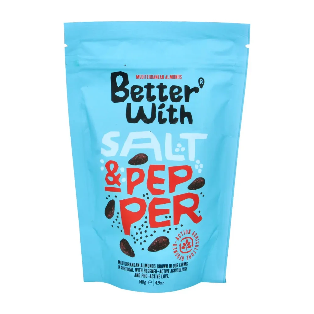 Migdolai su pipirais ir jūros druska SALT AND PEPPER