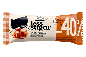 Glaistytas VILKYŠKIŲ varškės sūrelis su sūria karamele ir mažiau cukraus, 30 % rieb., 40 g