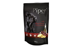 Šunų ėdalas su jautienos kepenimis ir bulvėmis PIPER 500g