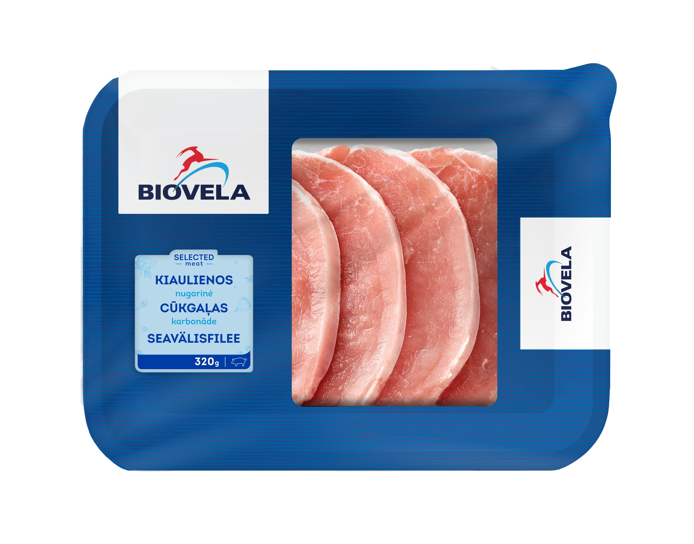 Chilled pork back steaks without bone, 320g