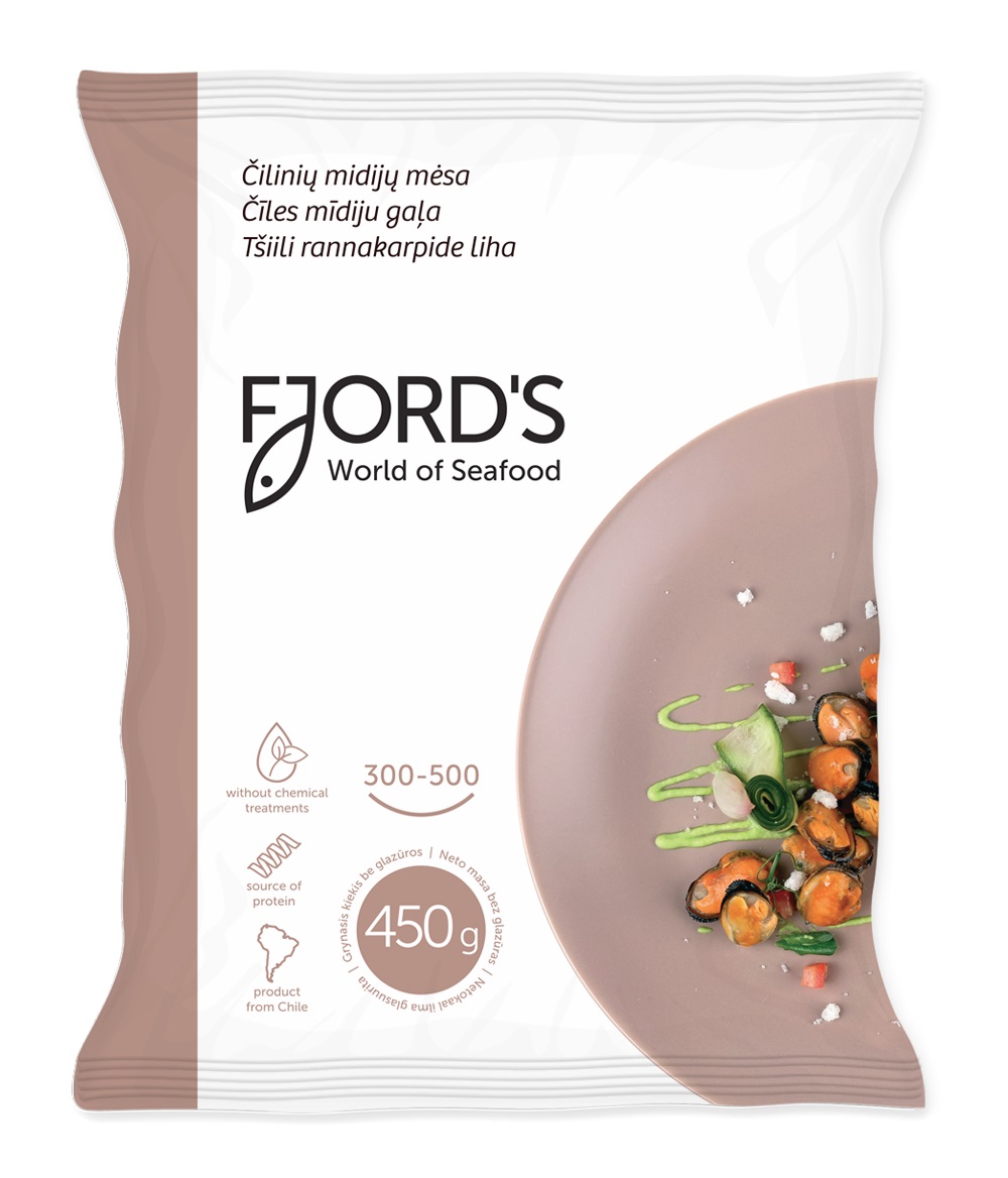 Frozen, cooked, mussels meat, FJORD'S, 300/500, 450g