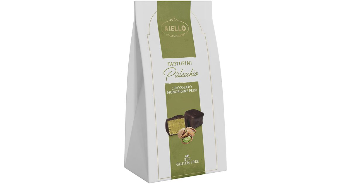 Tamsaus šokolado triufeliai su pistacijomis, ekologiški