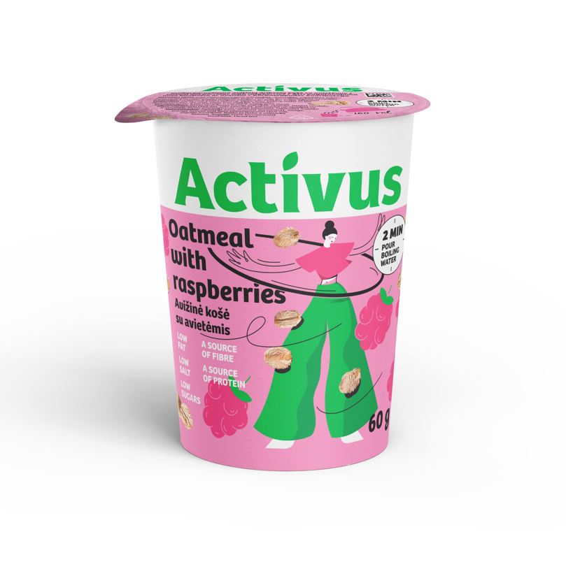 Oatmeal porridge ACTIVUS, with raspberries, 60 g