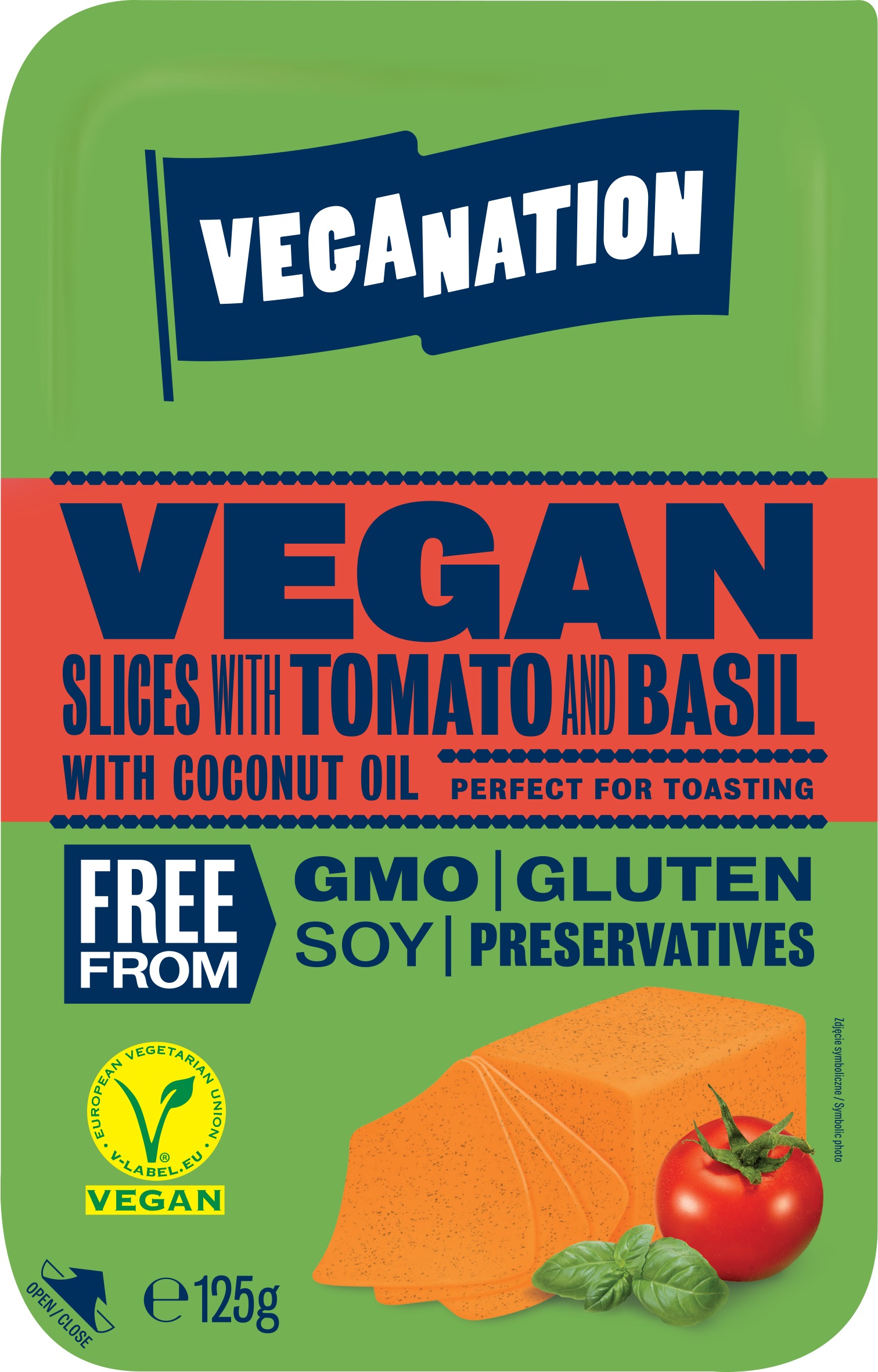 Veganation Vegan Smoked Tomato&Basil slices 125g