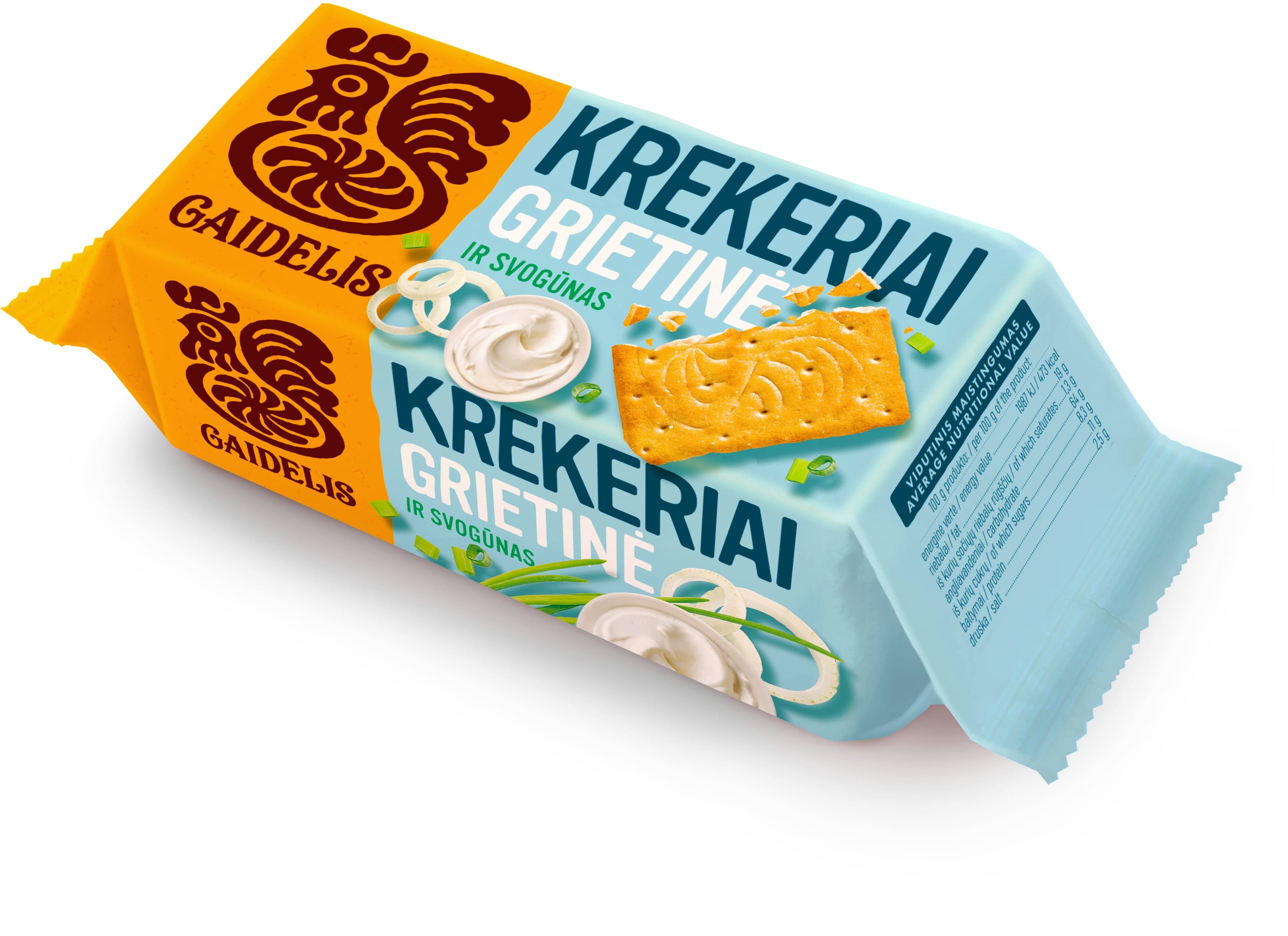 Crackers GAIDELIS, sour cream and onion.72g