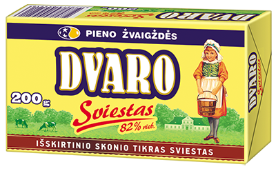DVARO grietinėlės sviestas, 82 %, 200 g