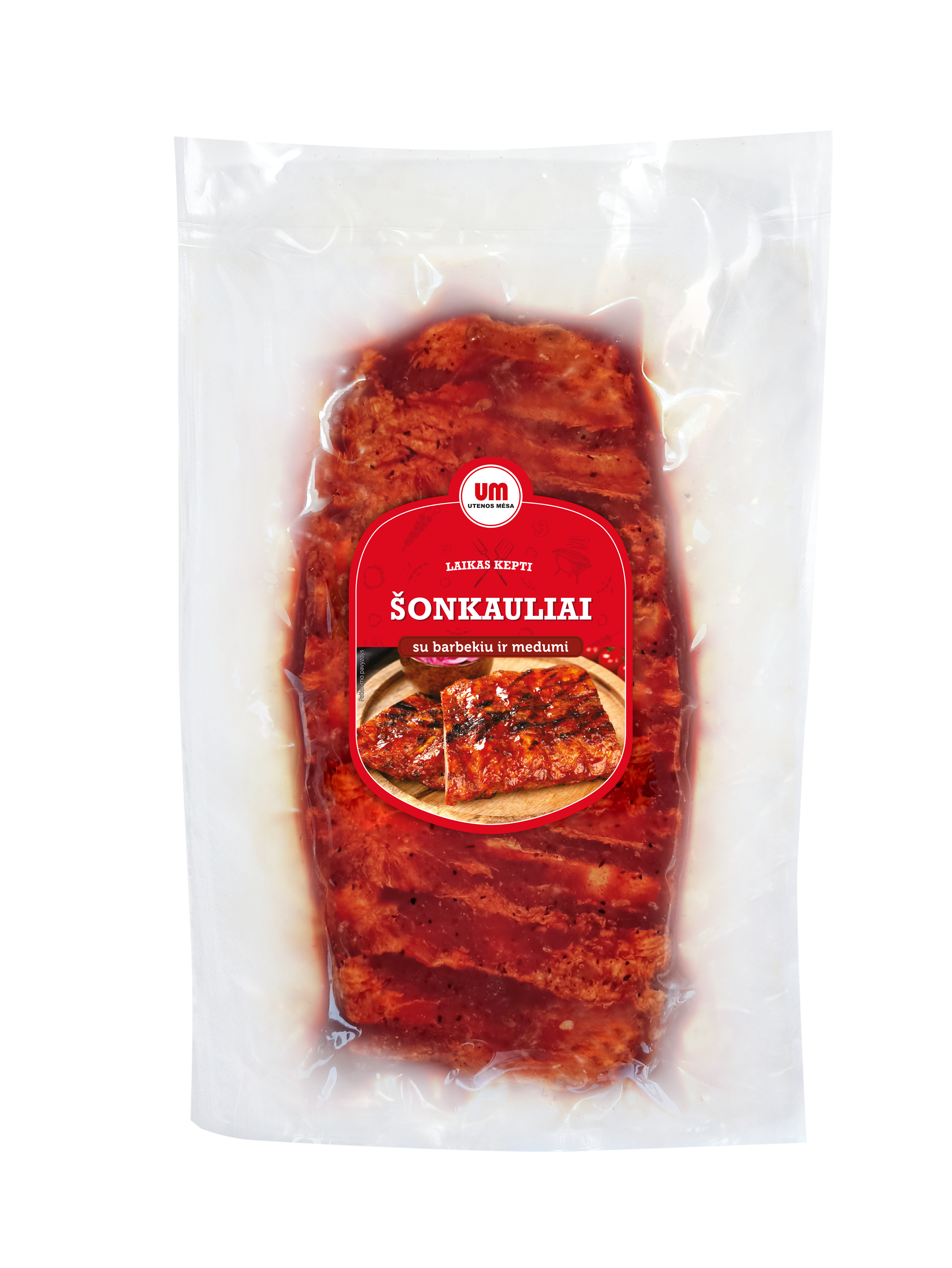 Pork ribs, barbecue and honey marinade (contains water), ~900 g