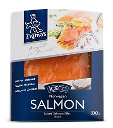 Salted salmon fillet Zigmas, sliced, 100 g