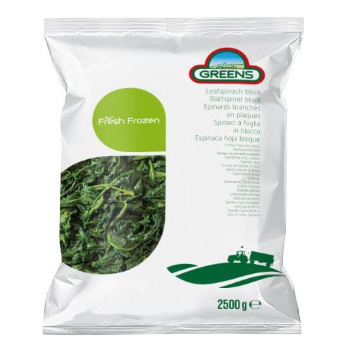 Frozen spinach, leafs, GREENS 2,5 kg
