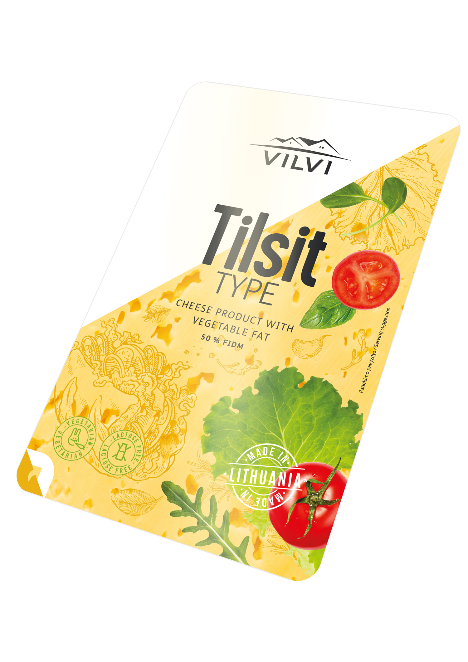 Cheese with vegetable fat Tilsit, 50%, RSM,  sliced, 0,15 kg