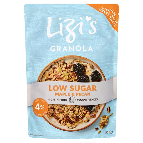 Granola with maple syrup and pecans, low in sugar