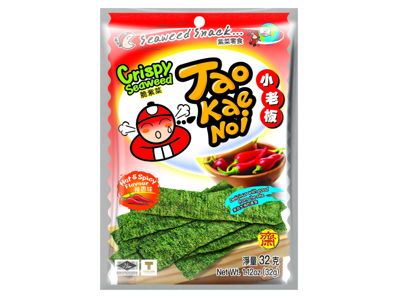 Seaweed snack TAOKAENOI, spicy, 32 g