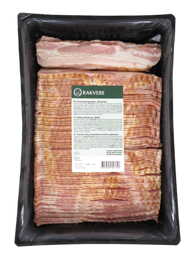 Hot smoked bacon, sliced,~ 2,5 kg
