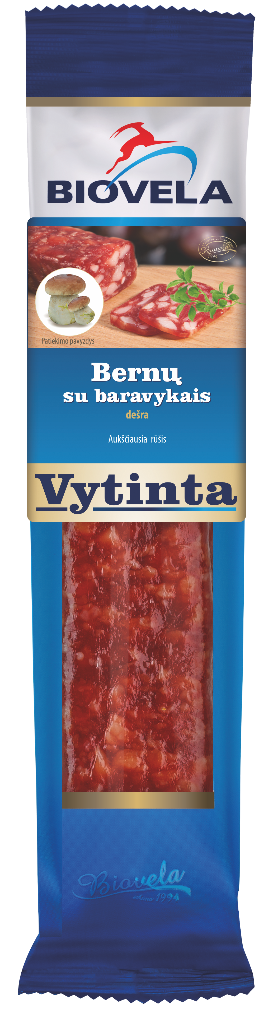 Dried sausage BERNŲ, with boletus, extra class, 200 g