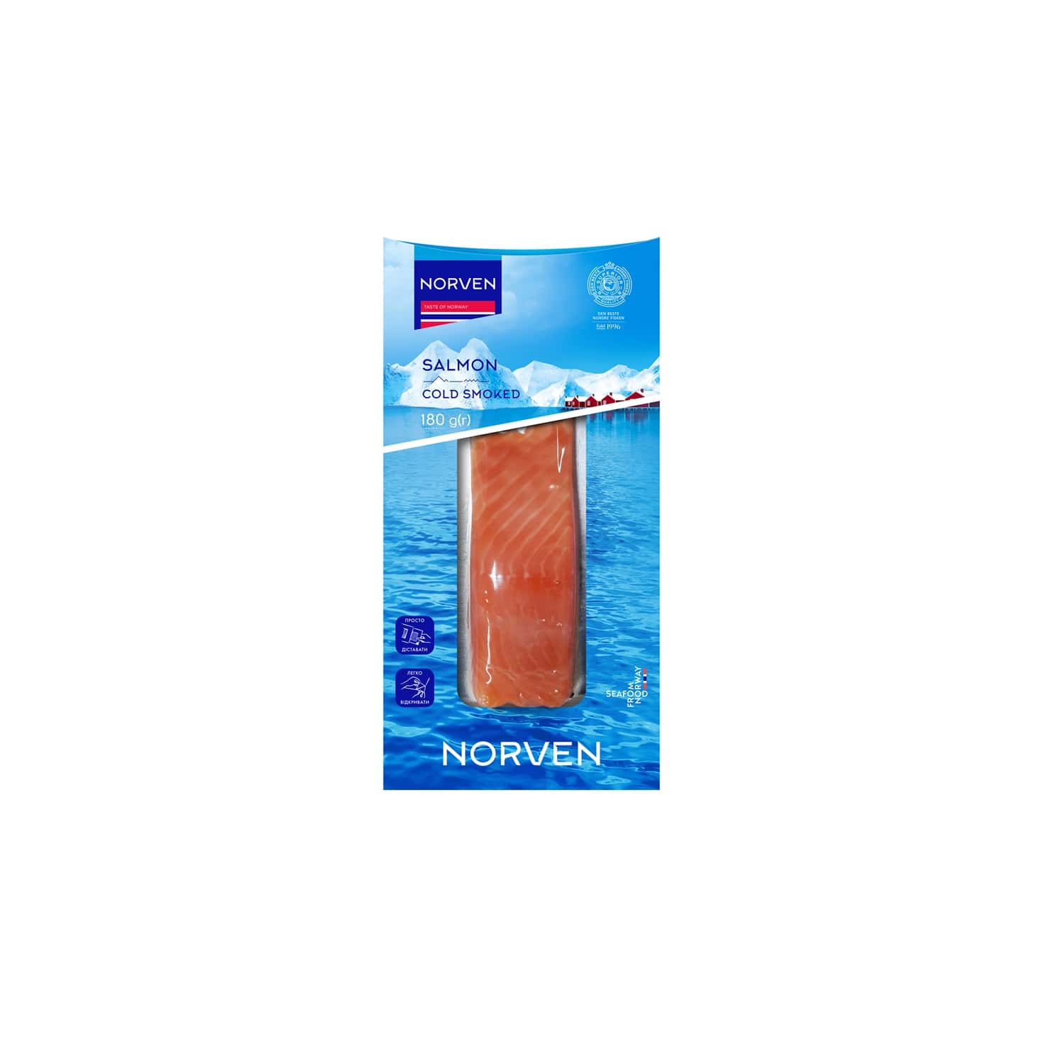 Smoked Atlantic salmon fillets, vacuumed NORVEN, 180 g