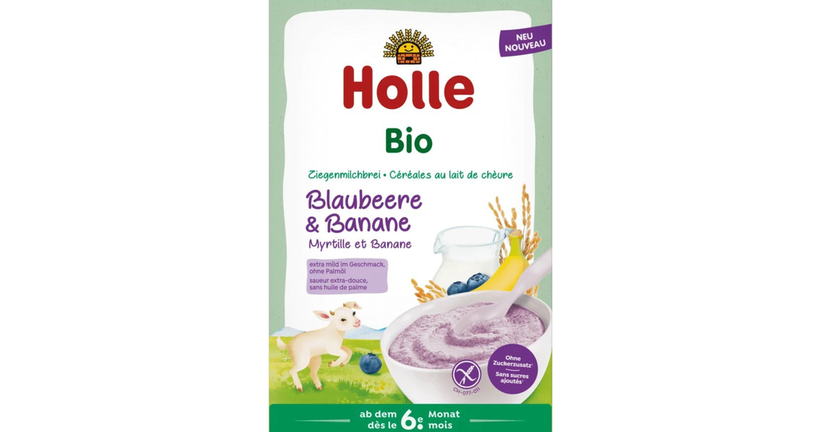 Pieniška košė su mėlynėmis ir bananais kūdikiams nuo 6 mėn., ekologiška