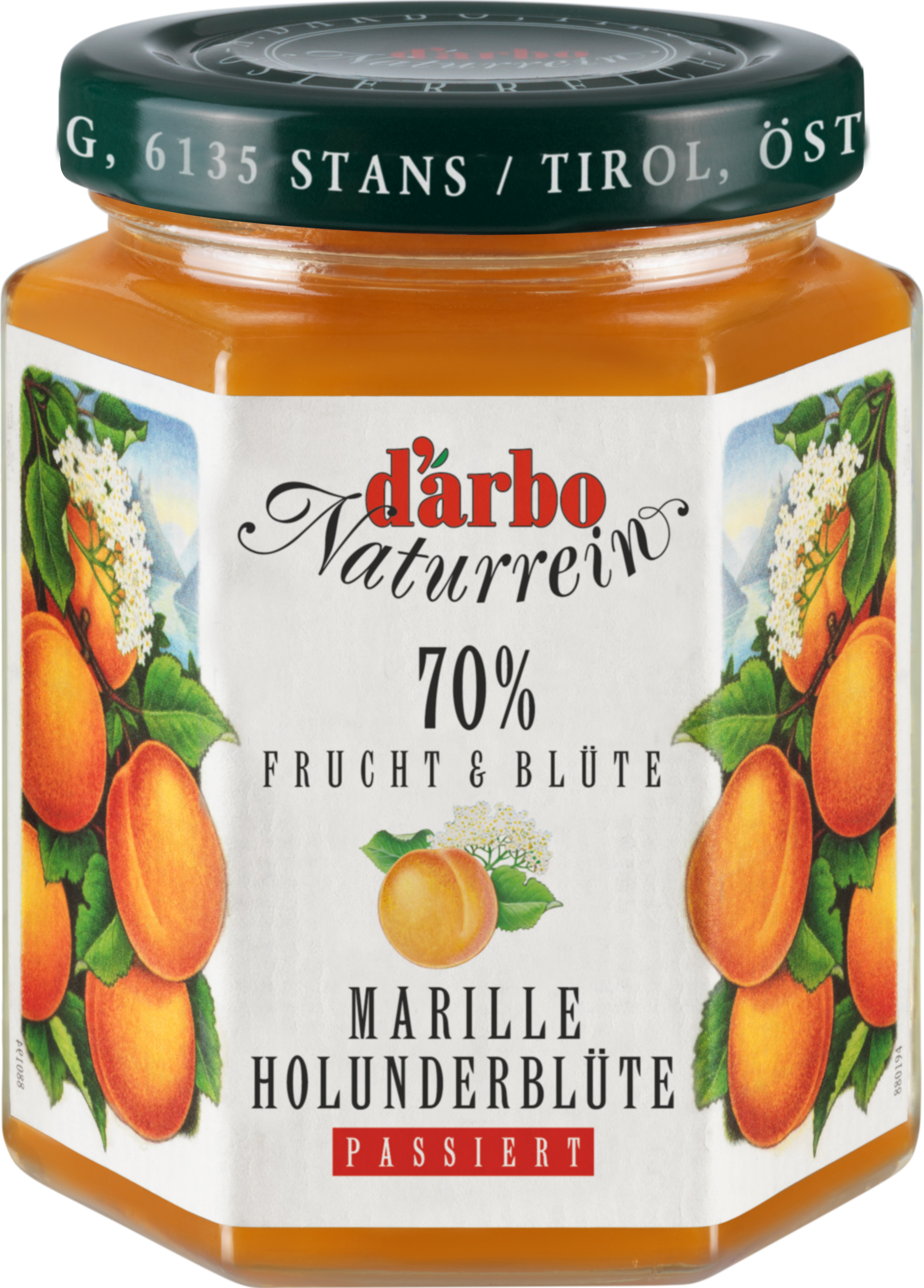 Apricot and white elderflower spread D'ARBO, 70%, 200 g