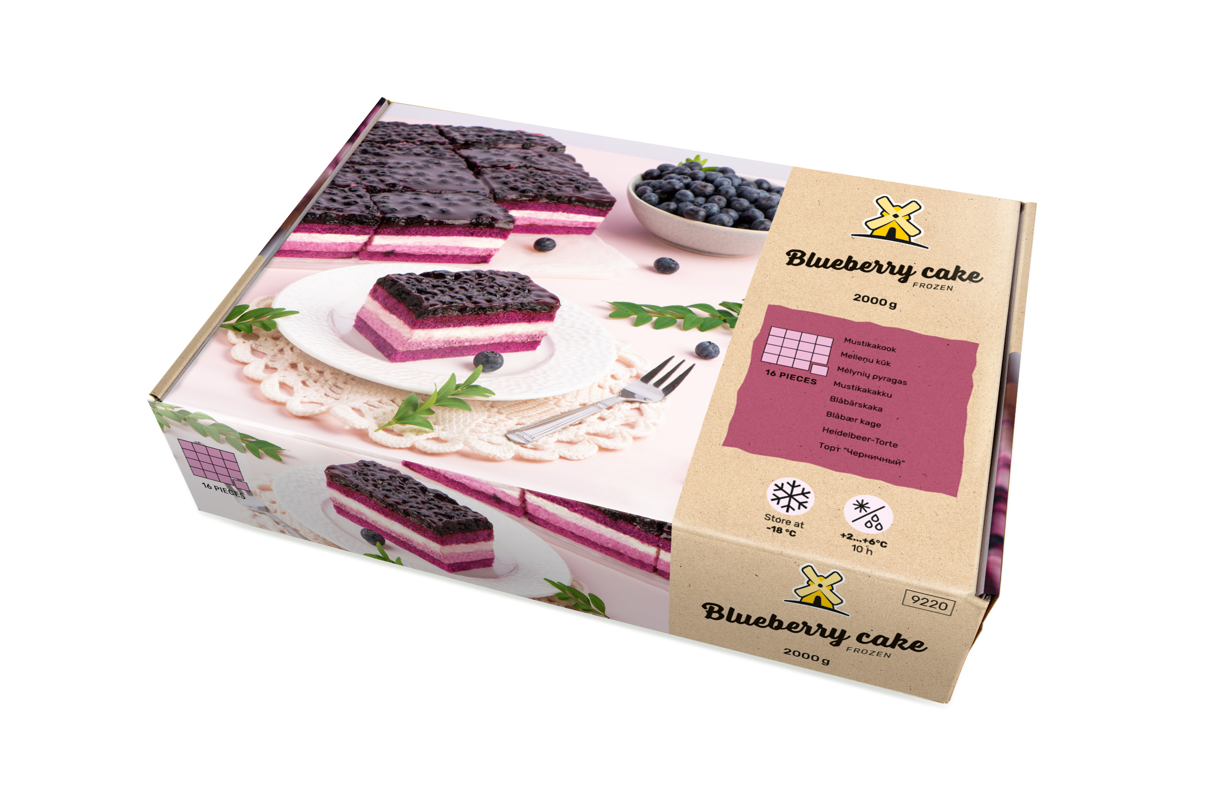 Šaldytas mėlynių skonio pyragas,(16vnt x 125g) 2 kg