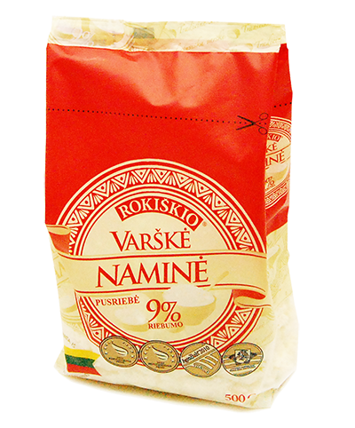 Pusriebė ROKIŠKIO NAMINĖ varškė, 9% rieb., 500 g