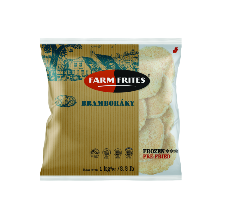 Frozen potato pancakes FARM FRITES, with garlic, gluten free, 1 kg