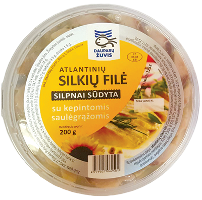 Silpnai sūdytos silkių filė gabaliukai aliejuje su saulėgrąžomis, 200 g