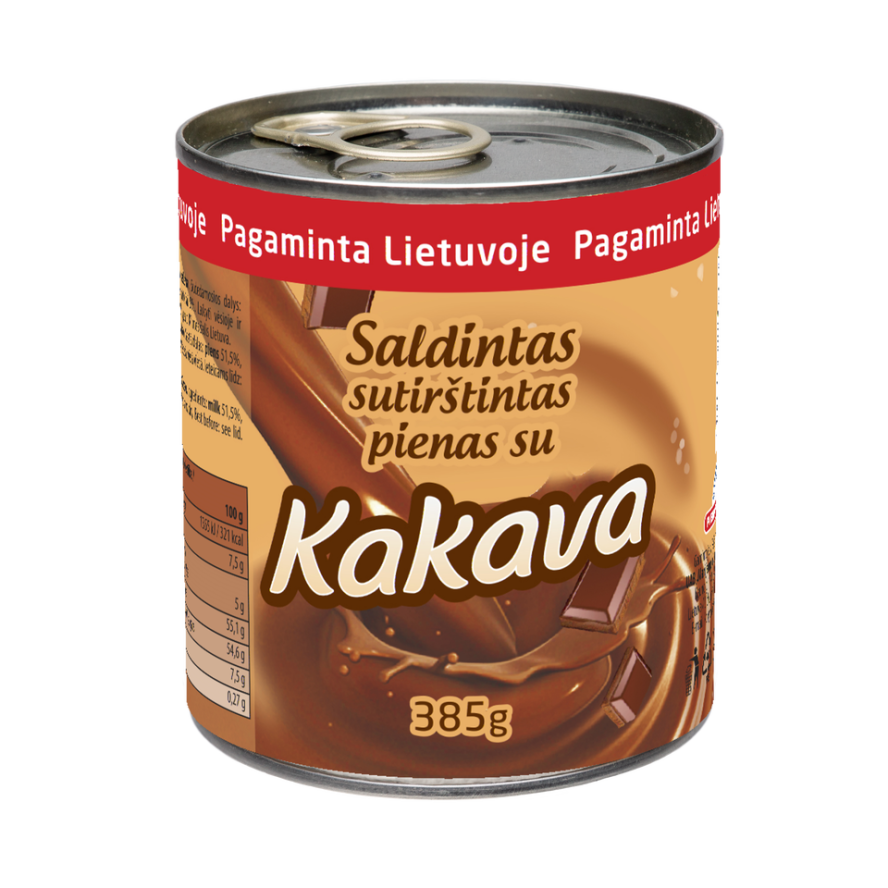 Sweetened evaporated milk with cacao, easy-open lid, 7.5 %,385 g