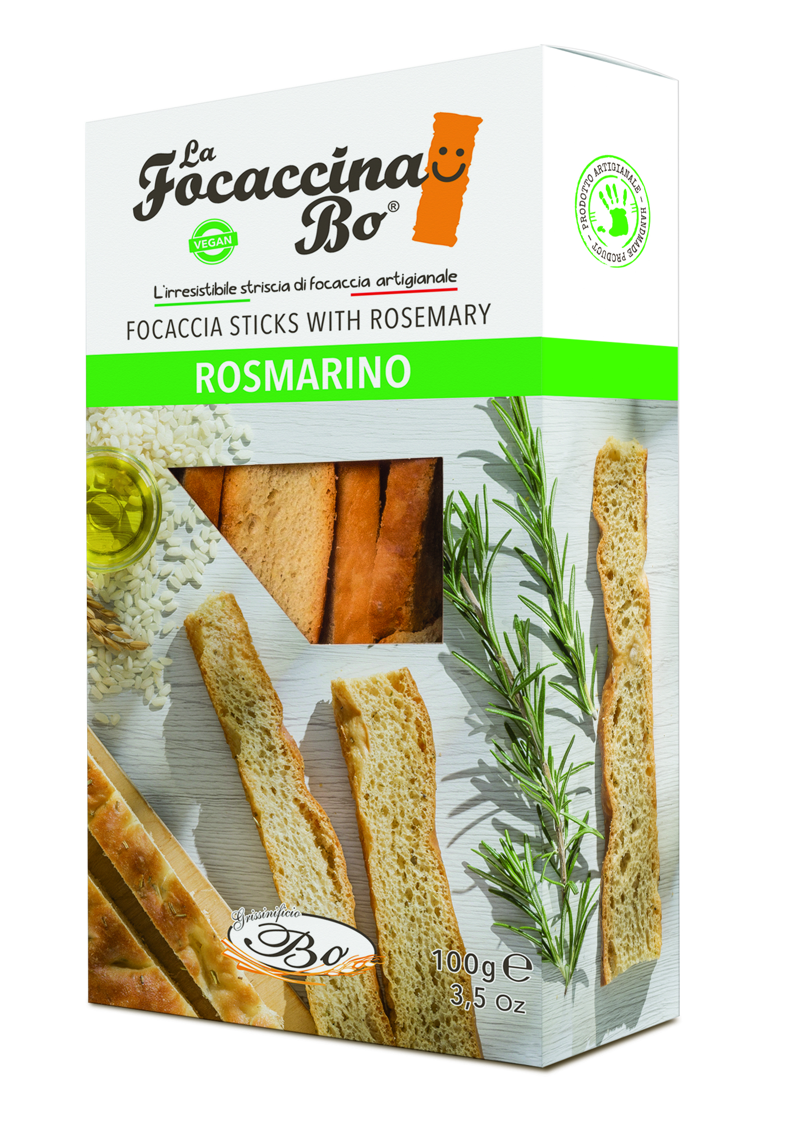 Bread sticks FOCACCINA, LA Rosmarino, with rosemary, rice oil, 100 g