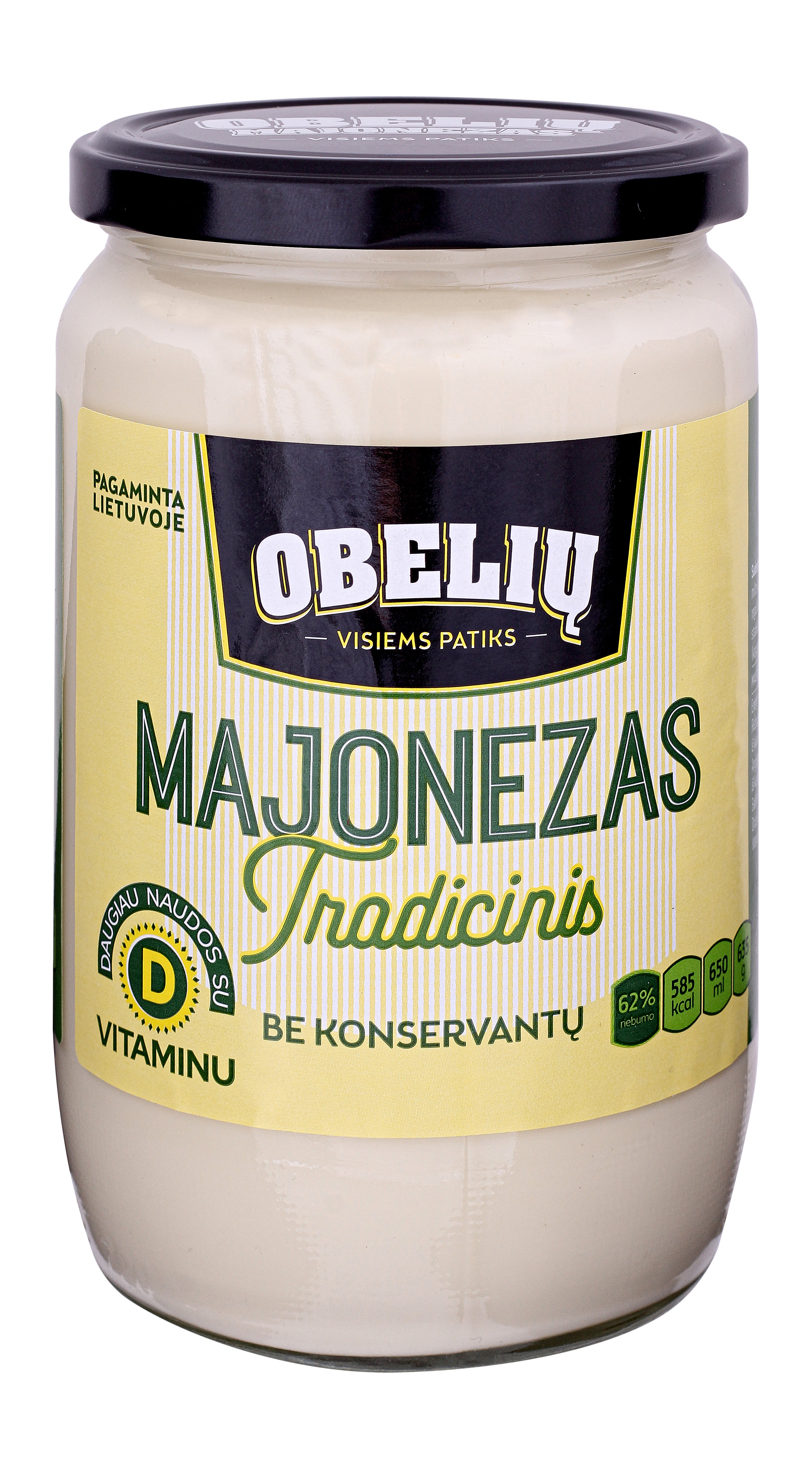 Majonezas OBELIŲ, Tradicinis, 62%, 0.65l