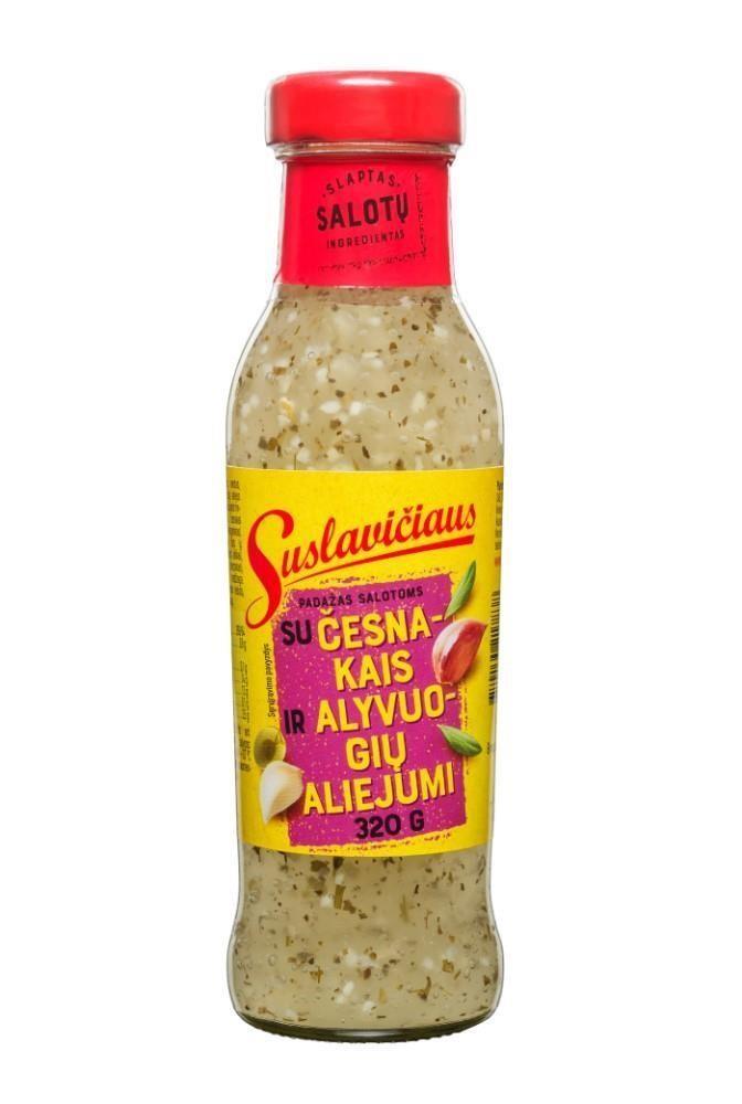 Sauce for salad SUSLAVIČIUS with garlic and olive oil, 320 g