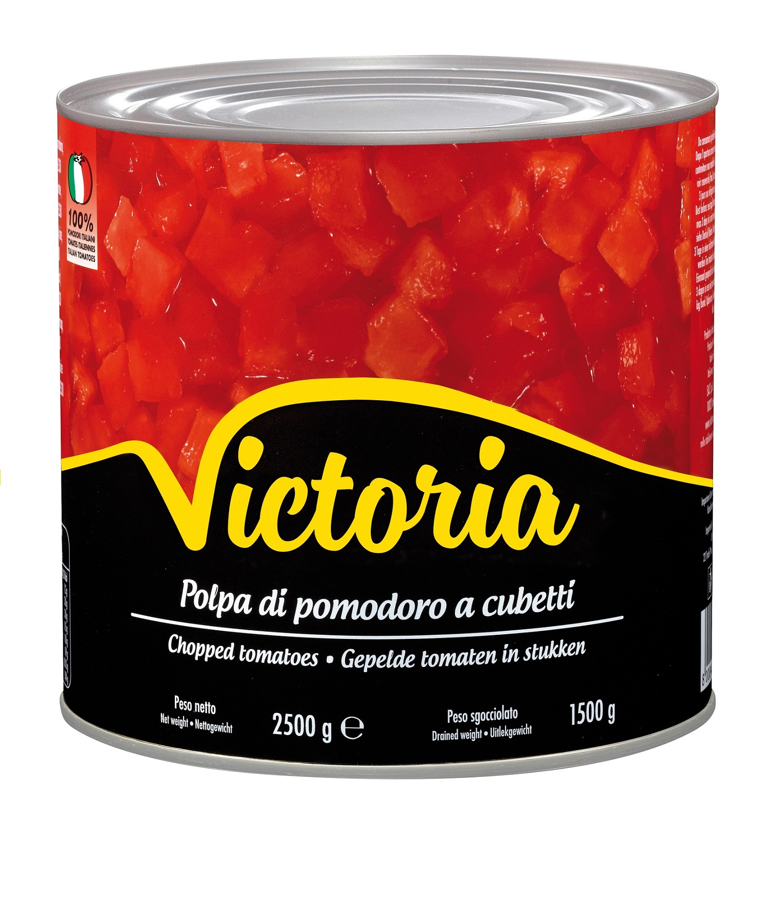 Peeled chopped tomatoes VICTORIA, in tomato juice, 2,5/1,5 kg