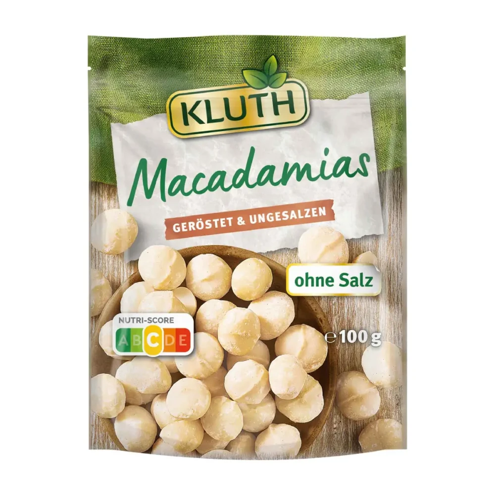 Makadamijų riešutai skrudinti nesūdyti KLUTH