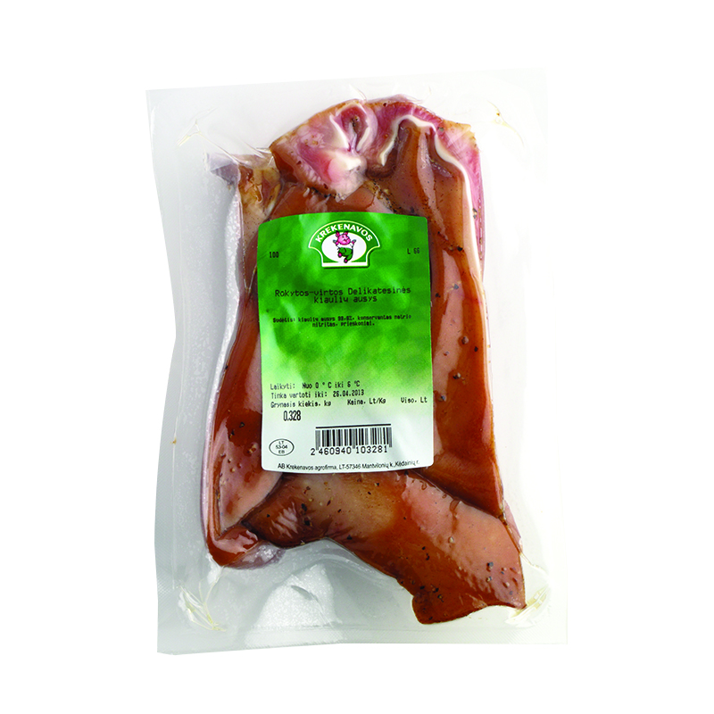 Hot-smoked pork ears, vacuum, KREKENAVOS, kg