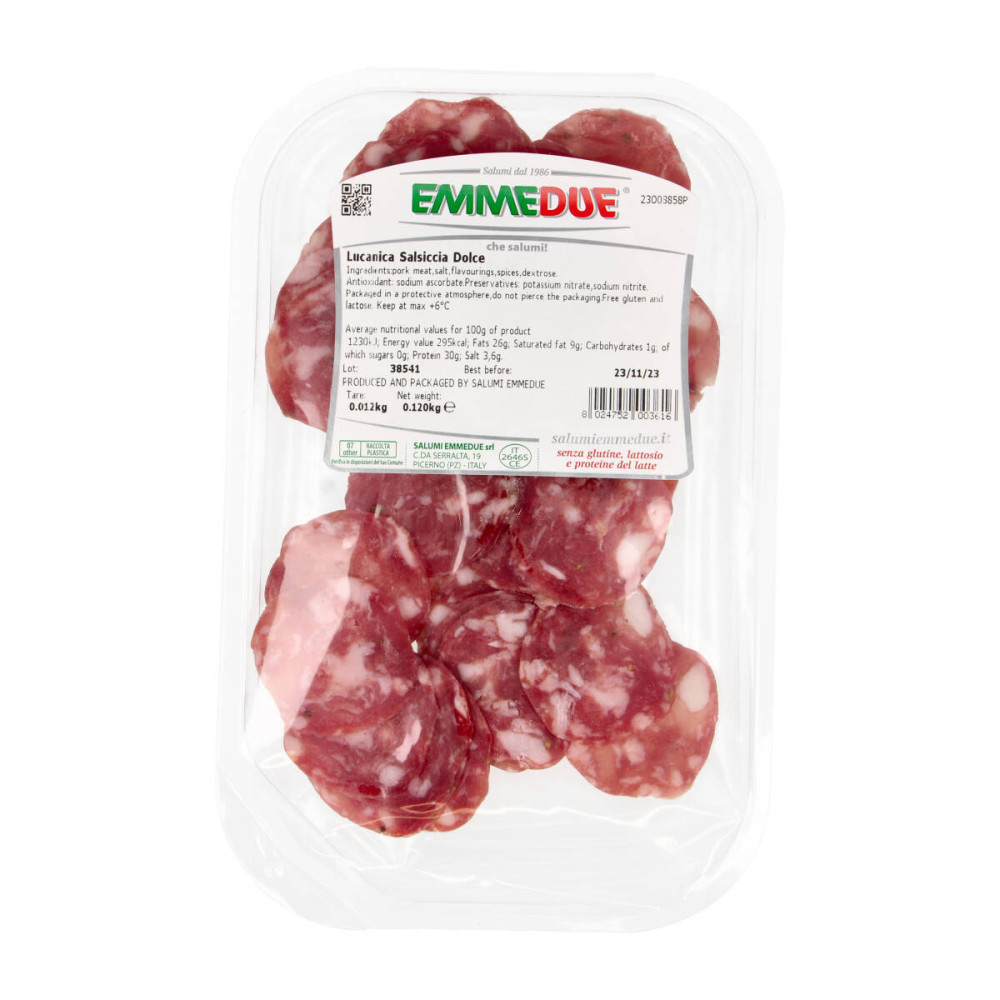 Cured pork sausage LUCANICA SALSICCIA DOLCE, sliced