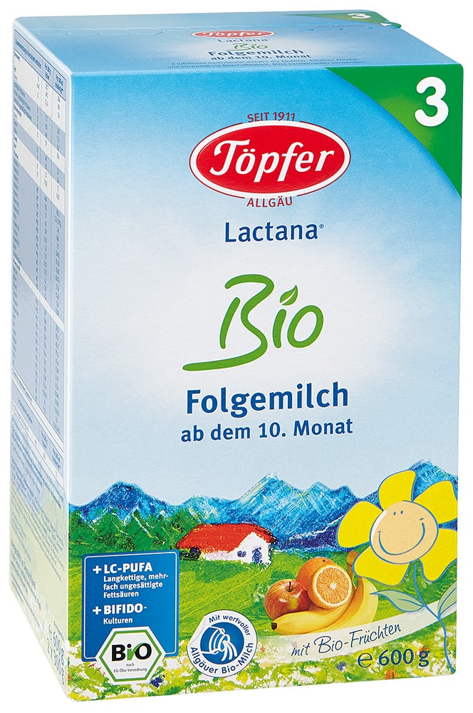 Tolesnio maitinimo pieno mišinys kūdikiams Lactana Bio 3, nuo 10 mėn.