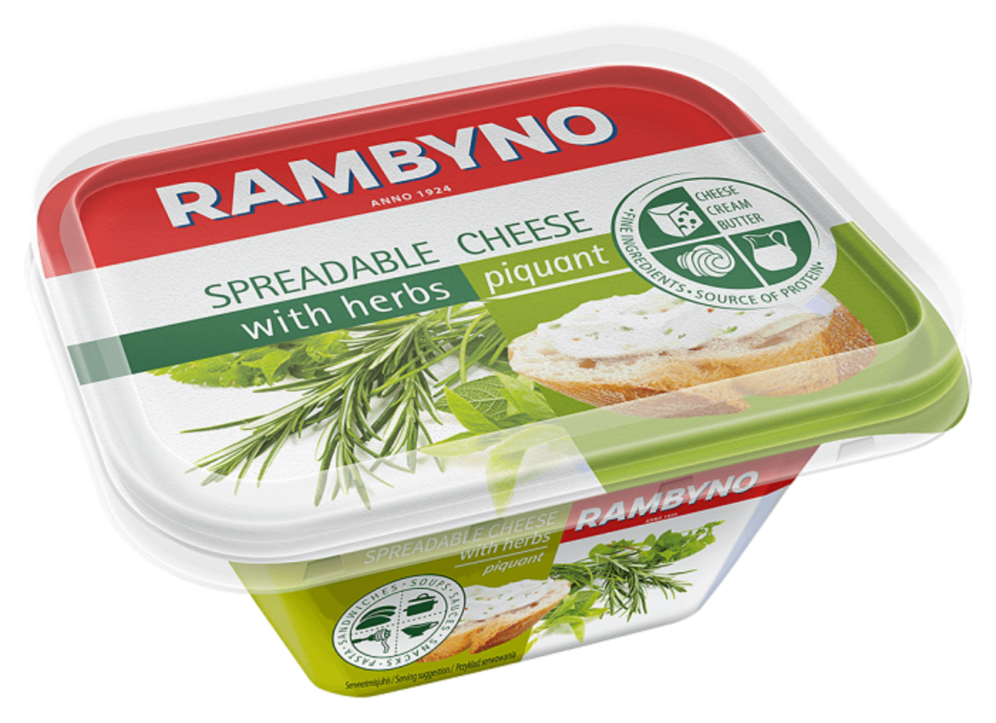 Spreadable cheese, RAMBYNO, with herbs, 50%, 175 g