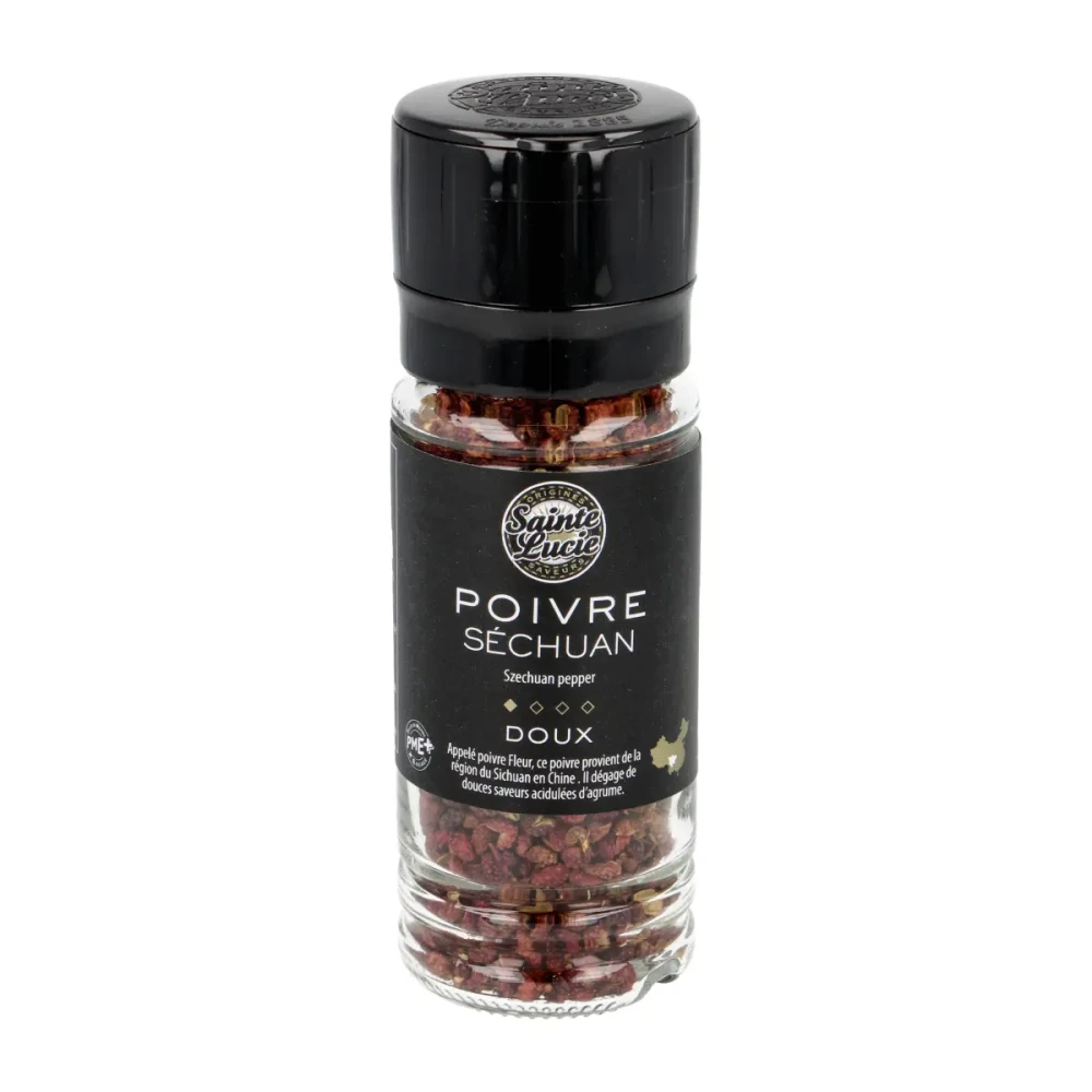 Sichuan peppercorns, in a grinder