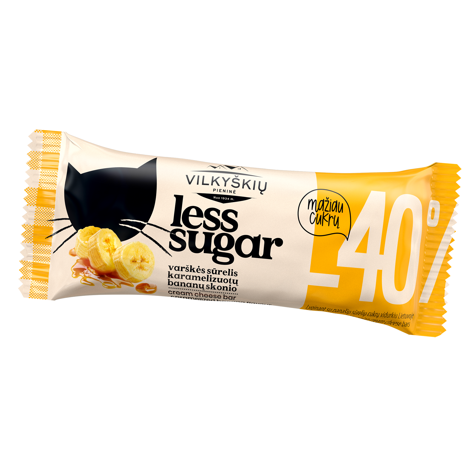 Cream cheese bar caramelized banana flavor 30% of fat "VILKYŠKIŲ LESS
