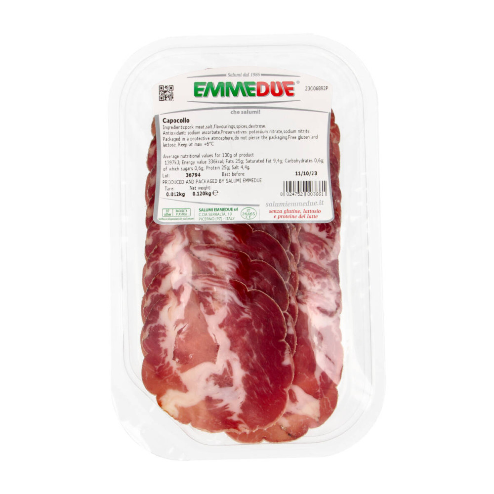 Cured pork neck CAPOCOLLO, sliced