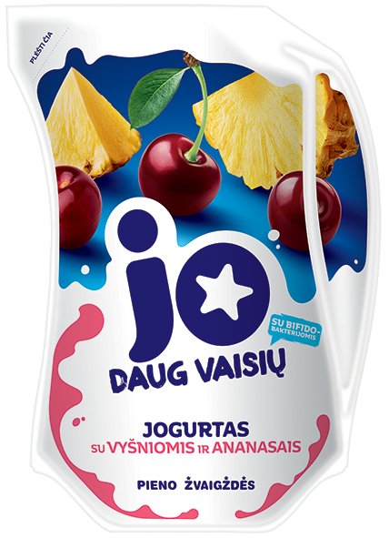 Yogurt JO, 2.5%, with cherry and pineapple, 900 g