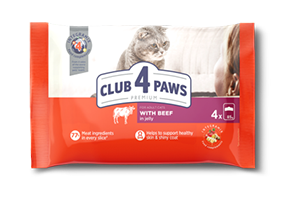 Cat food with beef in jelly CLUB 4 PAWS 4x85g, 340g