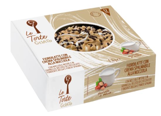Itališkas ledų tortas G7 TORTE Fiordilatte, įdarytas lazdyno riešutų kremu, be glitimo, 1100 g