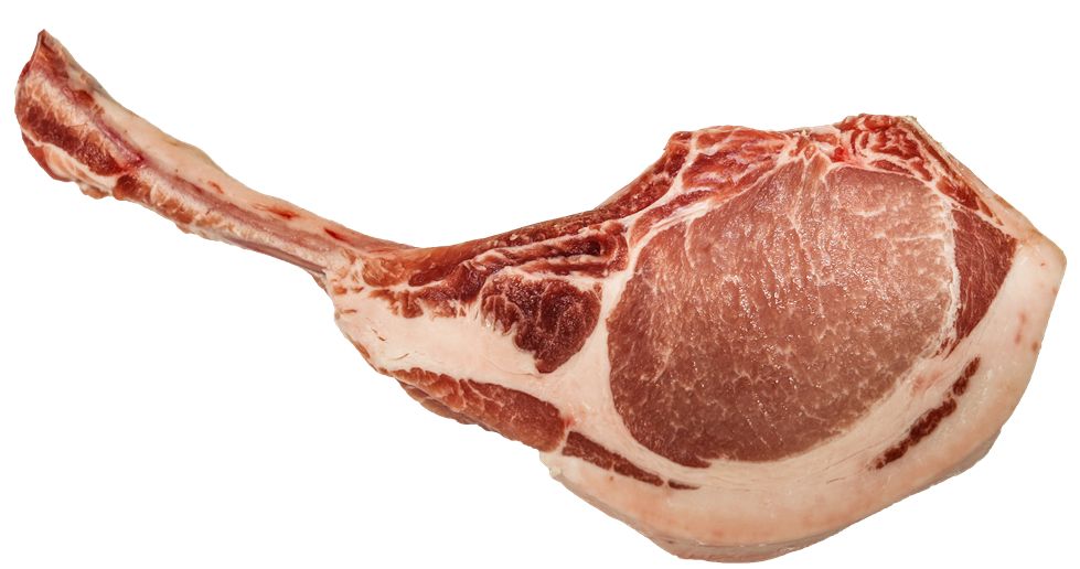 Frozen dry aged pork loin  Tomahawk bone in, kg