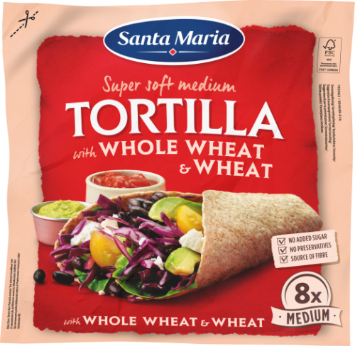 Tortilla SANTA MARIA, with Whole Wheat Medium (8-pack) 320g
