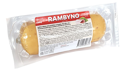 RAMBYNO rūkytas lydytų sūrių produktas su kumpiu, 250 g