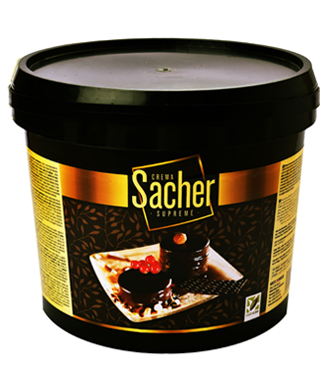 Kakavos ir lazdynų riešutų skonio SACHER glaistas kepinių konditerinių gaminių dekoravimui, 6kg