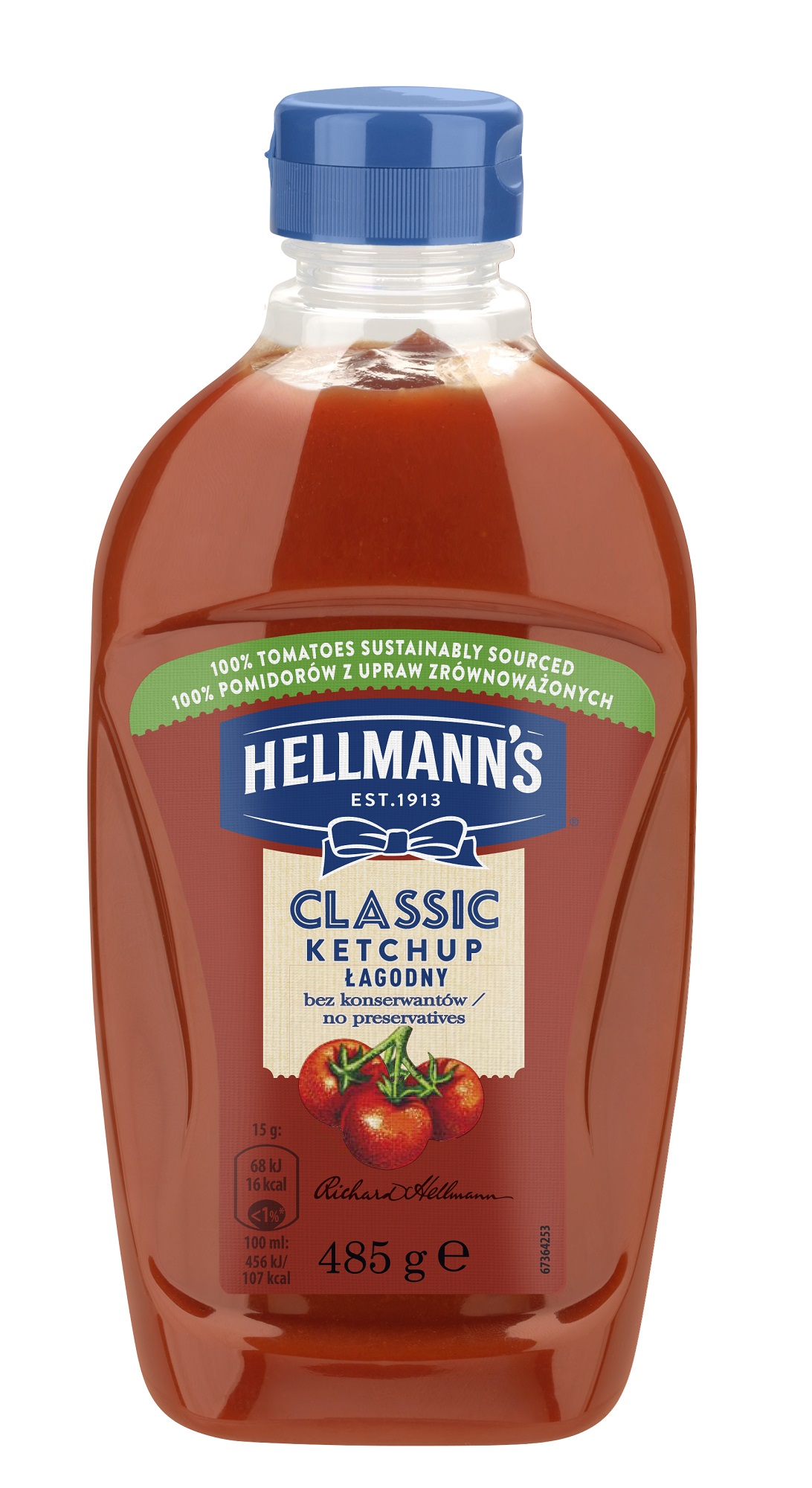 Ketchup, HELLMANNS, Mild, 485g