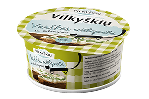 VILKYŠKIŲ varškės užtepėlė su žalumynais, 18 % rieb., 150 g