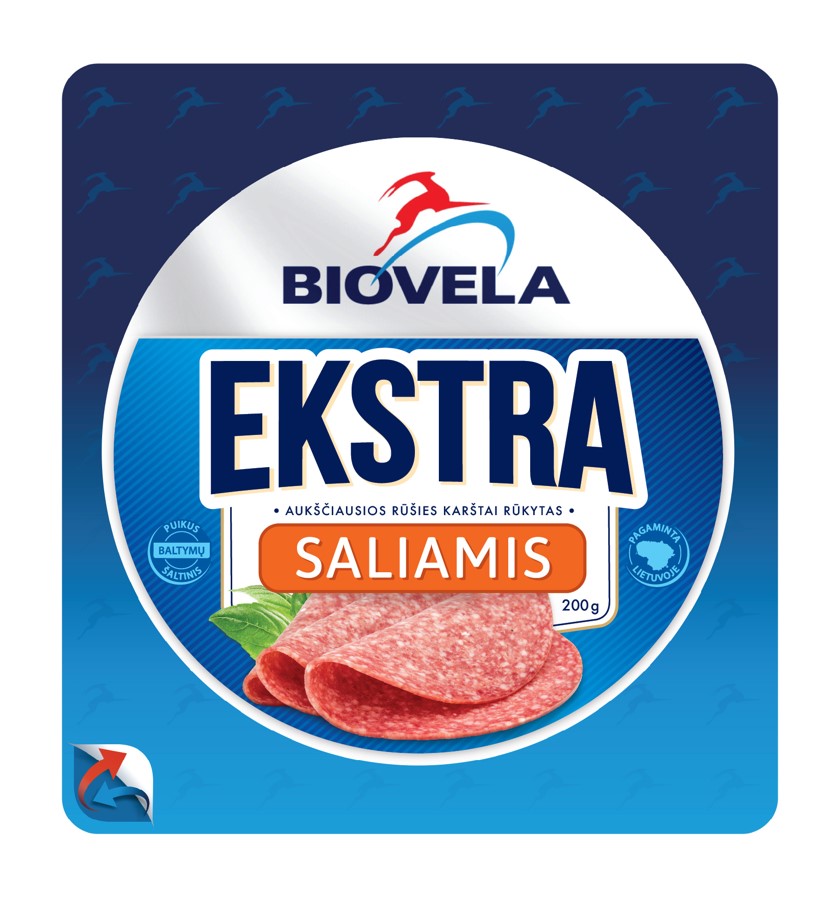 Hot smoked sausage BIOVELA Ekstra Saliamis, 200 g