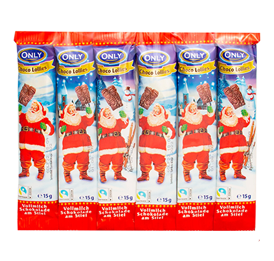 Pieninis šokoladas ant pagaliuko CHOCO LOLLIES, 6x15g